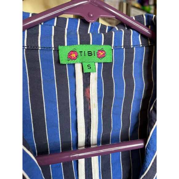 Tibi Navy Blue Striped Blazer Lace Cuff - Picture 2 of 6